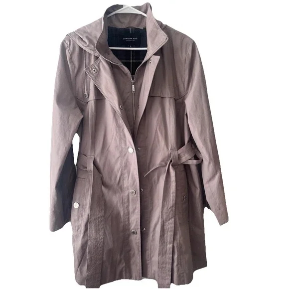 London Fog Tower Women's Trench Coat Jacket Size X-Large Rose Gold Belted - Picture 5 of 14